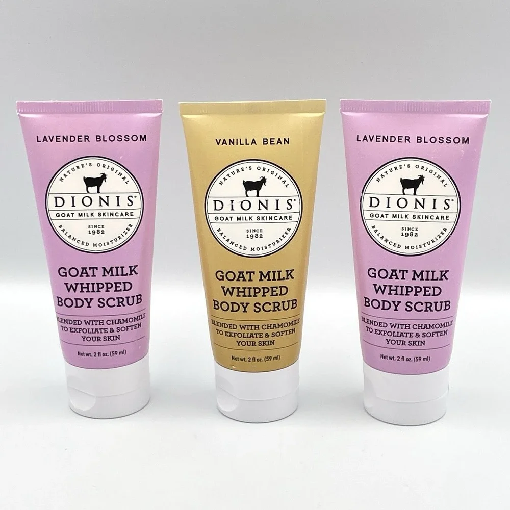 Dionis Goat Milk Whipped Body Scrub Set Of 3 Vanilla Bean Lavender Blossom New